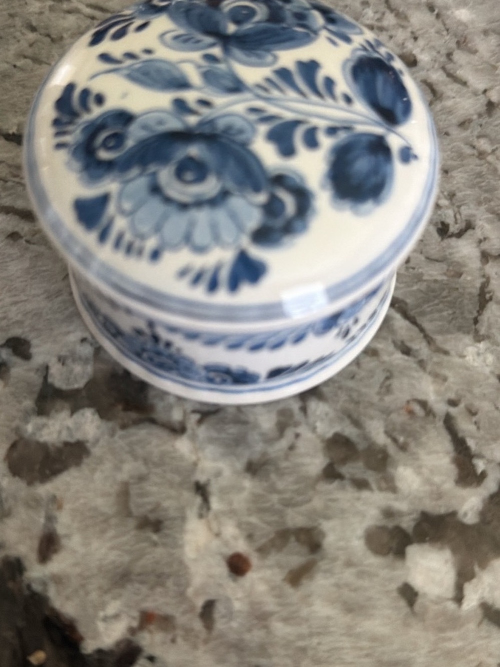 Blue and White Floral Ceramic Trinket Box